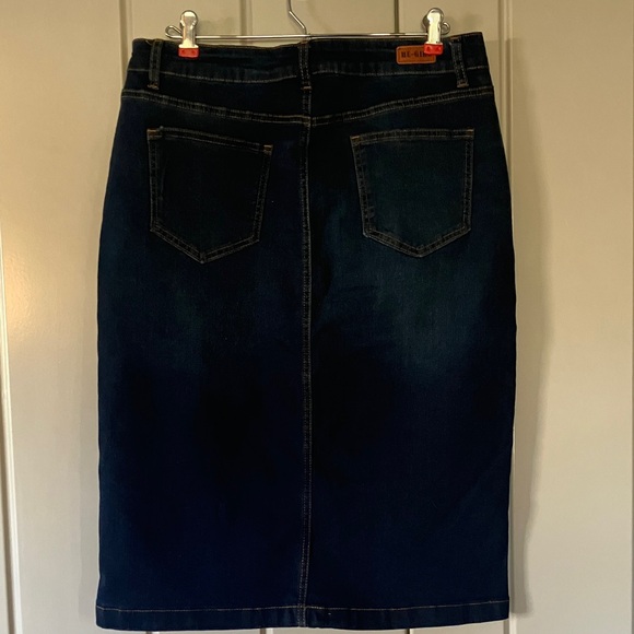 Dark Blue Denim Pencil Skirt - Picture 5 of 9